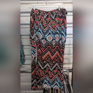 Floral Chevron Maxi Skirt